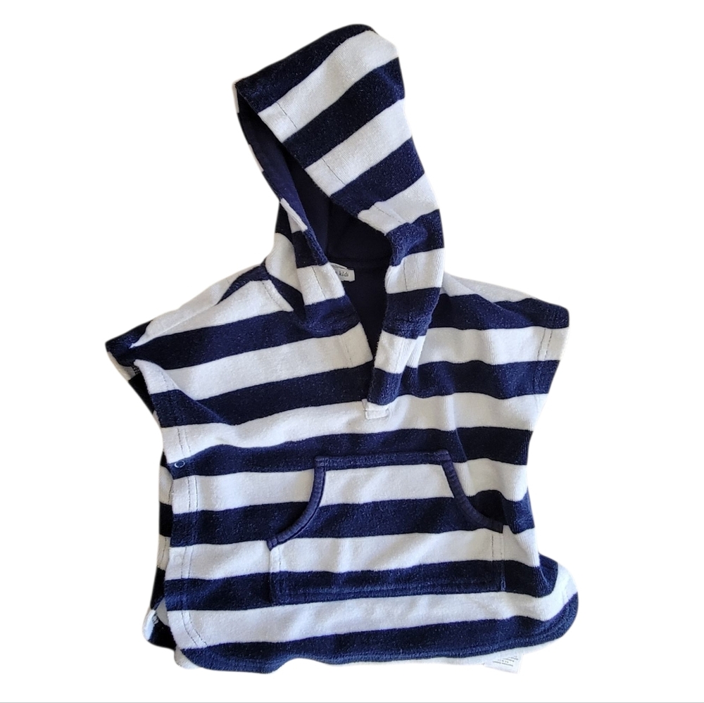 Pottery Barn Kids Navy and White Striped Hooded Swim Coverup
